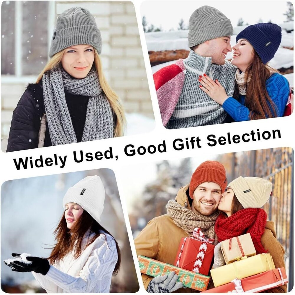 Women Purple+dark Orange 3-Pack Winter Beanie Hats Fleece Lined Warm SkullCaps - Picture 7 of 7